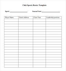 sample roster template 9 free documents in pdf word excel