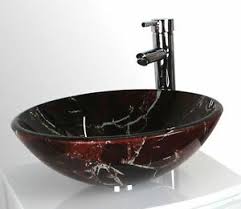 The complete set includes matching mirrors and faucets. 420 Mm Bathroom Tempered Glass Wash Basin Round Mounting Metal Ring Included Ebay