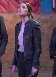 With woody harrelson, jesse eisenberg, emma stone, abigail breslin. Emma Stone Zombieland Double Tap Leather Jacket Leathercult Genuine Custom Leather Products Jackets For Men Women