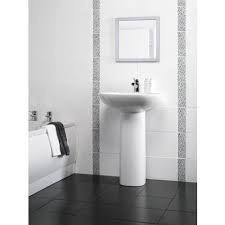 Black And White Vinyl Floor Tiles Homebase Flat Wall Tile White 400 X 250mm 10 Pack Wall Tiles Budget Bathroom Tiles