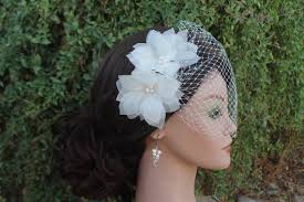 Birdcage Bandeau Veil, Bridal Ivory Silk Flower Fascinators, Bridal Hair  Piece, Wedding Head Piece, Bridal Set, Beach Wedding