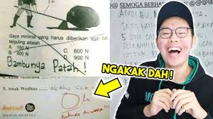 Seperti yang kita diketahui, ujian sekolah bertujuan untuk mengukur tingkat pemahaman siswa terhadap materi pelajaran tertentu. Jawaban Kocak Dan Lucu Ujian Anak Sd Youtube
