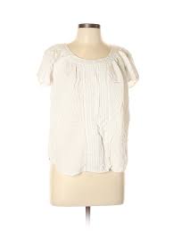 Details About St Johns Bay Women White Short Sleeve Blouse Lg Petite