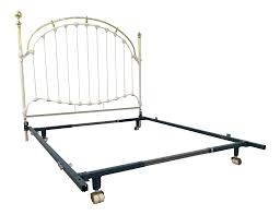 Vintage midcentury danish headboard by falster. Antique Brass And White Enameled Wrought Iron Queen Bedframe Chairish