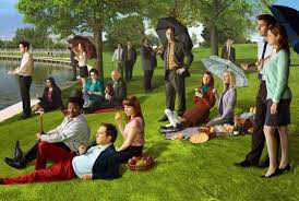 See The Office Cast S Re Creation Of Seurat S Sunday Afternoon Clickable Vulture Office Cast The Office Seasons Office Poster