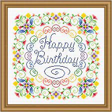 4.0 out of 5 stars. Happy Birthday Flowery Cross Stitch Pattern By Susan Saltzgiver Crosstitch Com