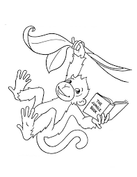 This coloring book for kids includes jungle animals forest. Monkey Reads The Jungle Book Coloring Page Download Print Online Coloring Pages For Free Color Nimbus