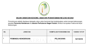 Jawatan kosong terkini jabatan perangkaan malaysia tutup 01 mei 2019 reviewed by mohd zaki mohamad on march 12, 2019 rating: Jawatan Kosong Terkini Jabatan Perhutanan Negeri Kedah Kerja Kosong Kerajaan Swasta