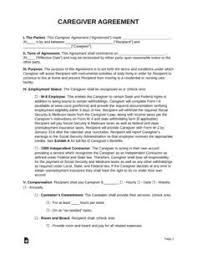 Free Caregiver Contract Agreement Pdf Word Eforms Free Fillable Forms Contract Agreement Home Care Agency Caregiver