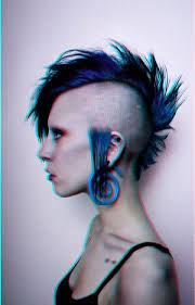 deathhawk punk girl shaved side hairstyle alternative blue hair piercing goth by futuristicnews com styles and long hairstyles for women