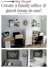 Set up libations and snacks on a rolling desk's surface while entertaining. A Family Office And Guest Room In One My Mommy Style Guest Bedroom Home Office Guest Room Office Home Office Space