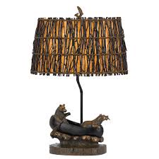 A brilliant precision cut crystal with superior light reflection that produces beautiful rainbows. Cal Lighting Bear In Canoe Resin Table Lamp W Leathrette Shade