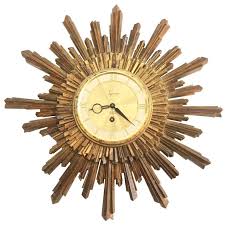 Midcentury modern sunburst wall clock. Sunburst Clocks 11 For Sale On 1stdibs