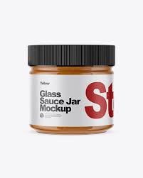 Clear Glass Jar W Sauce Mockup In Jar Mockups On Yellow Images Object Mockups Clear Glass Jars Mockup Free Psd Mockup Free Download