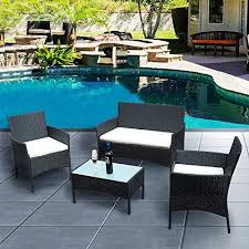 Anaelle Panana Ensemble Table En Verre 3 Chaises En Rotin Pvc Moderne Impermeable A L Eau Resistant A En 2020 Ensemble Salon De Jardin Canape Jardin Salon De Jardin