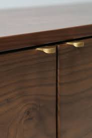 Solid Walnut Credenza With Steel Base Brass Pulls Adjustable Brass Feet Meuble Noyer Cuisine Bois Mobilier De Salon