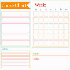 Chore Chart Checklist Template Home Printable Chore