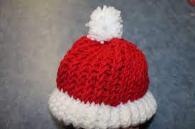 Baby Santa Hat Knitted On Loom Loom Crochet Loom Knitting Patterns Loom Knitting Projects