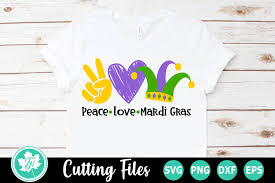 Download Peace Love Mardi Gras A Mardi Gras Svg Cut File 432755 Cut Files Design Bundles