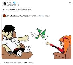 Shinji throwing bottle at asuka