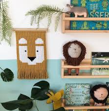 Jungle Themed Macrame Wall Tapestry For Kids Nursery Kids Room Wall Decor With Animals Lion Tiger Monkey Bear Kids Room Wall Decor Kids Room Grey Kids Room Wall