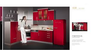 Ideas Kitchen Remarkable Red Cabinets And White Wall Tile Backsplash As Well As Grey Wall Painted A Red Kitchen Cabinets Minimalist Kitchen Design Red Cabinets