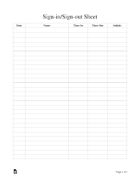 Below are the different categories of signs we offer. Free Sign In Sign Out Sheet Template Pdf Word Eforms