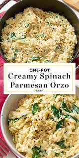 Recipe Creamy Spinach Parmesan Orzo Recipe Orzo Dinner Recipes Pasta Dishes Recipes