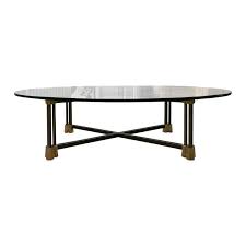 Find the area of a glass table top using the same methods as in step 2. Mid 20th Century Bronze X Coffee Table Base With Oval Glass Top For Sale At 1stdibs