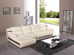 Modern Cream Leather Sectional Sofa
