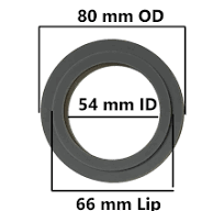 Toilet Flush Seal (80mm OD, 54mm ID,66mm Lip,) (3-1/8 in OD,2-1/8 in  ID,2-5/8 in Lip)