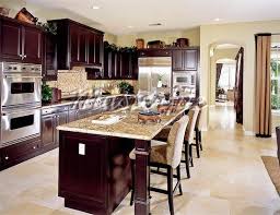 Dark Wood Kitchen With Light Tile Floor In The Process Of Buying A New House Building A New House An Dark Kitchen Cabinets Kitchen Design Contemporary Kitchen