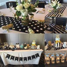 Black White And Gold Baby Shower Gold Baby Shower Decorations Baby Shower Cake Table Baby Boy Shower