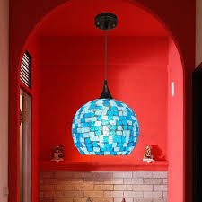 Blue Shell And Glass Shade Modern Large Pendant Lights