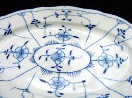Beautiful Old German Antique Porcelain Platter By Huttensteinach Schoenau Lovely Blue And White Straw Flower P Antique Porcelain Vintage China Blue And White