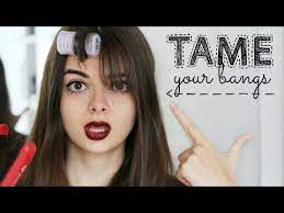 How To Tame Bangs Loepsie How To Style Bangs Hide Bangs Styling Bangs Tutorial