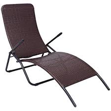 Anself Folding Garden Sun Lounger Recliner Bed Chair Poly Rattan Brown Sun Lounger Folding Sun Loungers Lounger