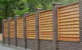 Once your foundation/footer is completely dried and set up, you can begin laying the rows of brick that will make up your brick fence. Horizontal Fence Designs Ideas Descriptions Includes Trex Horizons