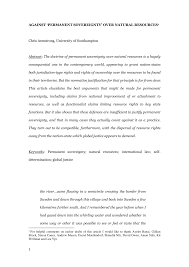 Pdf Against Permanent Sovereignty Over Natural Resources