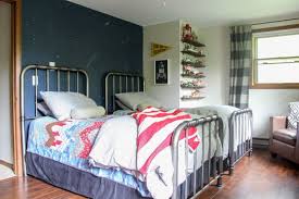 It's also a simple enough pattern to be used over the whole room or just an accent wall. Night Sky Accent Wall Bright Green Door