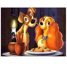 Lady And The Tramp Diy 5d Diamond Painting Kit Cross Paintings Diamond Painting Disney Paintings