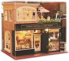 Free miniature dollhouse projects & tutorials i have encountered many talented people in the miniature world willing to share their projects, tutorials and ideas, for free! Amazon Com Ogrmar Wooden Dollhouse Miniatures Diy House Kit With Led Light And Dust Cover Paris Coffee Cake Shop Home Kitchen