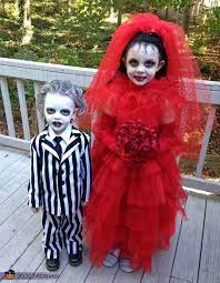 For lydia's costume, we found a red dress at a thrift shop and reworked it a bit to look like the dress from the marriage scene. Beetlejuice And Lydia Halloween Costume Contest At Costume Works Com Halloween Costumes For Kids Beetlejuice Costume Beetlejuice Halloween Costume