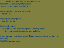Sample Client Letter For H1b Client Letter Format For H1b