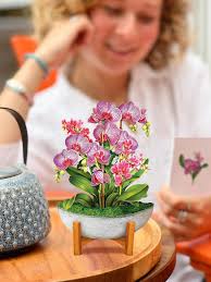 The Best Orchid Gifts (Mini Orchid Oasis Pop-Up Card FreshCut Paper Elegant  Orchid Design)