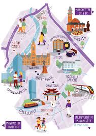 Manchester City Illustration Manchester Map City Maps Illustration Illustrated Map
