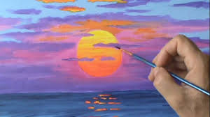 Easy tips for painting skies and clouds berkeley arts council. How To Paint A Red Sun At Sunset Using Acrylic Paint On Canvas Painting Lesson Video Youtube