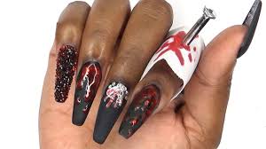 Acrylic Nails Tutorial How To Nail Art Nail Polish Matte Black Halloween Nails For Beginners Youtube