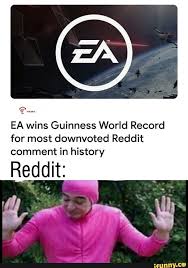 Buy reddit downvotes | the best source | we are delivering immediately | 100% safe & reliable lightning fast prime quality low price. Ea Wins Guinness World Record For Most Downvoted Reddit Comment In History Ifunny Guinness World Funny Facts World Records
