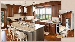 Cabinets Welcome Home To Showplace Cherry Pecan In A Large Kitchen Design Large Kitchen Design Cherry Cabinets Kitchen Popular Kitchen Designs